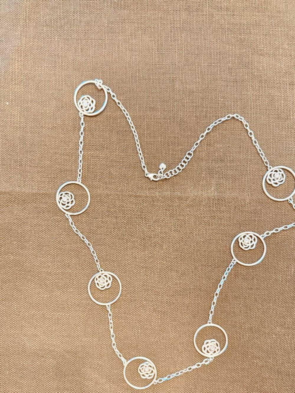 "Camellia" Open Circle Station Long Necklace Brighton